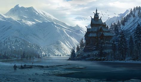 Norse Wallpaper, Wallpaper Backgrounds, Concept Art, Castle, Birds, Twitter, Art