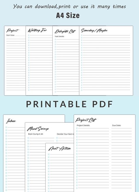 Hello, thanks for check out this item!

We specialize in designing GTD (Getting Things Done ) Planner. This planner is the perfect way to implement the GTD Method and organize your life and business.

GTD method helps you to set a productivity system that will get more done and save more time and energy for you in the long run. Implement the Getting Things Done (GTD) method with this printable planner.
NOTE:
This is Digital Download No Physical Item will shipped to you. This Digital Gtd Planner, Todo List, Brain Dump, Getting Things Done, United States, Ships