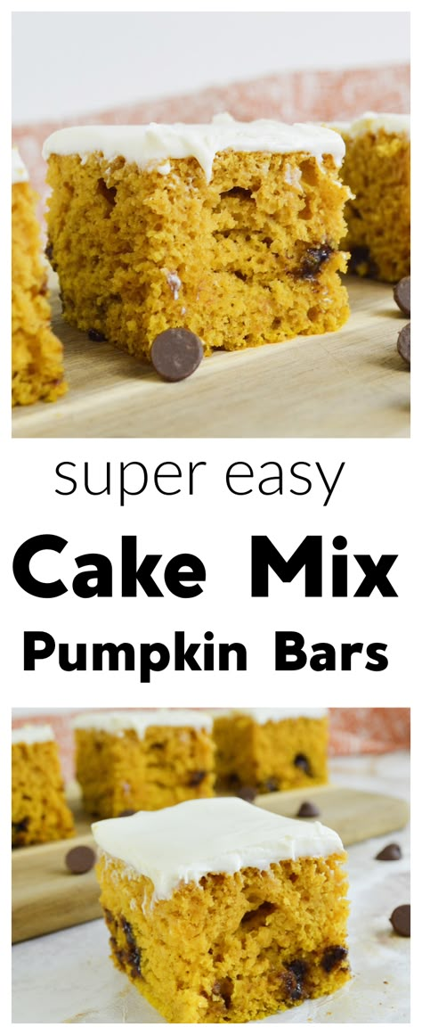 Cake Mix Pumpkin Bars, Quick Pumpkin Desserts, Cake Mix Crust, Cake Mix Pumpkin, Easy Pumpkin Bars, Gluten Free Pumpkin Bars, Desserts Fall, Pumpkin Cake Mix, Cake Mix Bars