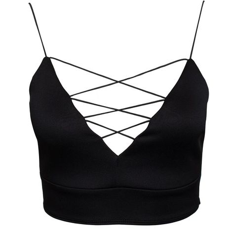 Nly One Criss Cross Strap Top ($33) ❤ liked on Polyvore featuring tops, crop top, shirts, black, tanks, womens-fashion, short shirts, crop shirts, short black shirt and black shirt Trendy Black Strappy Crop Top, Black Cropped Bra-friendly Tops, Black Edgy Crop Top T-shirt, Short Crop Tops, Black Fitted Gothic Crop Top, Fitted Gothic Cropped Crop Top, Fashion Designer Quotes, Crop Tops Shirts, Bralet Tops