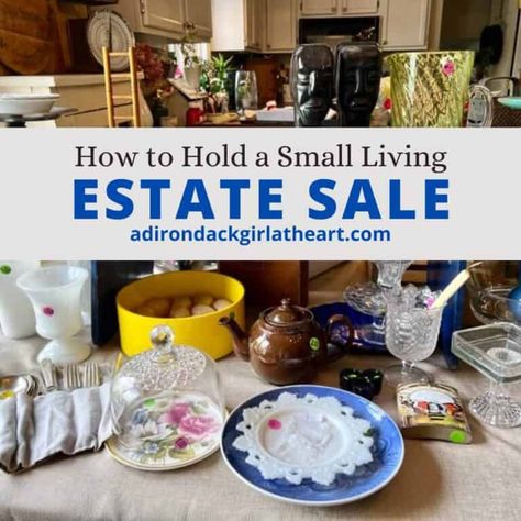 How to Hold a Small Living Estate Sale to Sell Items Fast • Adirondack Girl @ Heart Estate Sale Pricing Guide, Estate Sale Display Ideas, Estate Sale Tips, Estate Sales, Man Office Ideas, Estate Sale Planning, Estate Sale Signs, Olive Green Kitchen, Yard Sale Signs