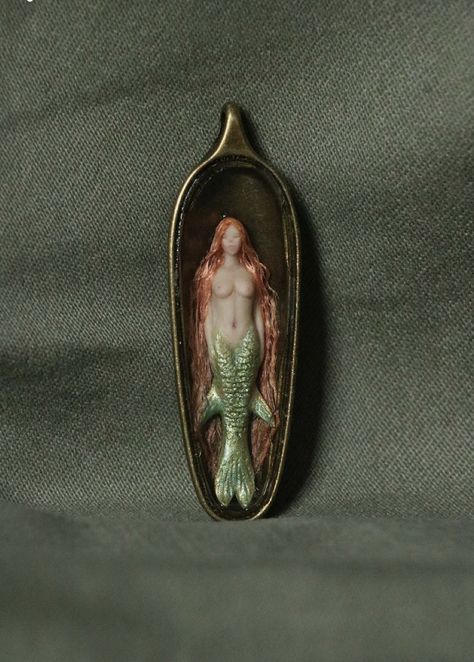 Mermaid In A Bottle, Green Sculpture, Clay Mermaid, Miniature Mermaid, Ocean Mermaid, Mermaid Diy, Cloth Dolls Handmade, Turquoise Ocean, Mermaid Pattern