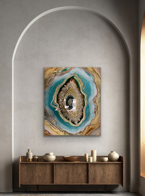 Jewel Toned Stunnercustom Resin Art Geode Artresin Painting Luxury Artcrystal Artteal and Gold Artworkhandmade Art Copper Resin - Etsy Gold Artwork, Geode Art, French Cleat, Resin Artwork, Vibrant Energy, Resin Painting, Luxury Art, Teal And Gold, Crystal Art