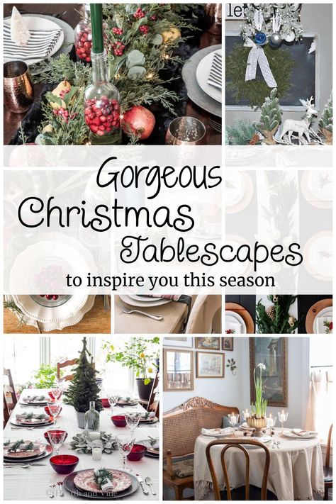 See this fabulous list of all the wonderful ideas for decorating your Christmas table this year. Simple and fancy tablescapes, and centerpieces in all kinds of decor for great inspiration to create your own and get you into the spirit. Christmas Dinner Table Settings, Christmas Dining Table Decor, Christmas Dining Table, Christmas Dining Room, Christmas Dinner Table, Table Decor Ideas, Tablescape Ideas, Dinner Table Setting, Holiday Table Settings