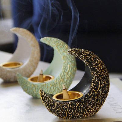 Nag Champa Incense, Resin Incense, Lotus Incense, Styled Desktop, Ceramic Incense Holder, Desktop Decor, Moon Shapes, Arte Popular, Aromatherapy Candles