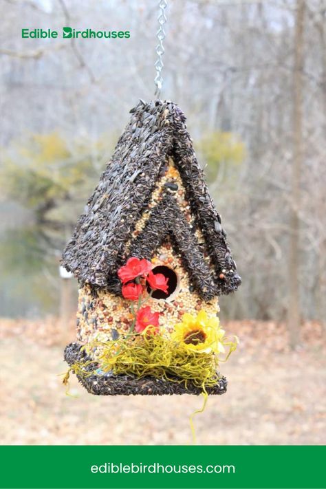 Handmade Edible Birdhouse: Wooden Bird Feeder & Seed Haven 🐦🌿 Edible Birdhouse, Bird Feeders For Kids To Make, Yule Goat, Bird Seed Feeders, Wooden Bird Feeders, Birdhouses Bird Feeders, Bird Home, Handmade Birdhouses, Bird House Feeder