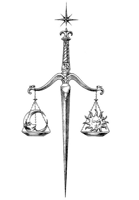 Sun And Moon Scales Tattoo, Weighing Scale Tattoo, Scepter Drawing, Gothic Style Tattoos, Scales Of Justice Tattoo, Scales Tattoo, Libra Scale, Justice Tattoo, 30 Tattoo