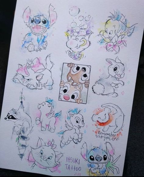 Disney Stitch Tattoo, Disney Inspired Tattoos, Disney Sleeve Tattoos, Disney Sleeve, Stitch Tattoo, Disney Tattoo, Disney Artwork, Disney Sketches, Disney Tattoos