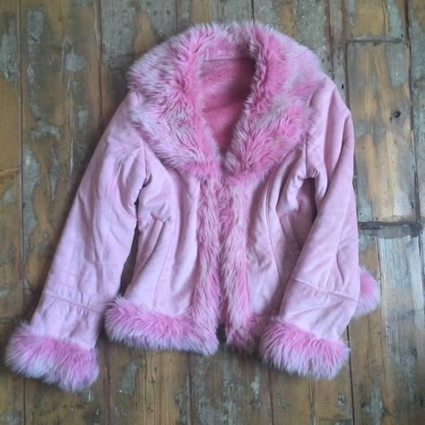 Pink Coat Fur Trim, Mcbling Jacket, Y2k Fur Coat, Faux Fur Trim Jacket, Fur Trim Jacket, Pink Fur Coat, Trim Jacket, Pink Faux Fur, Y2k Jacket