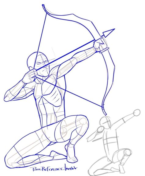 Archer Drawing Male, Anime Archer Pose Reference, Female Archer Pose Reference, Archer Reference Pose Drawing, Archer Pose Reference Drawings, Archer Drawing Poses, Archery Pose Reference Drawing, Archer Pose Reference Male, Pose Reference Archer