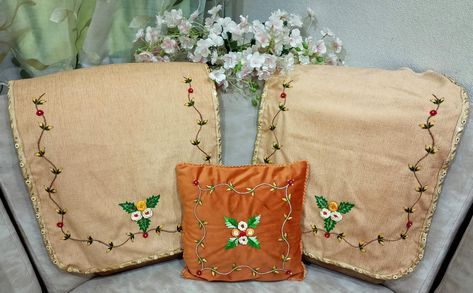 Embroidery work jute material sofa cover and velvet material cushion cover. Colors and size available. To order Call 8238265236. Velvet Material, Hand Work, Sofa Cover, Embroidery Work, Sofa Covers, Beautiful Hand, Cushions On Sofa, Back Cover, Saddle Bags