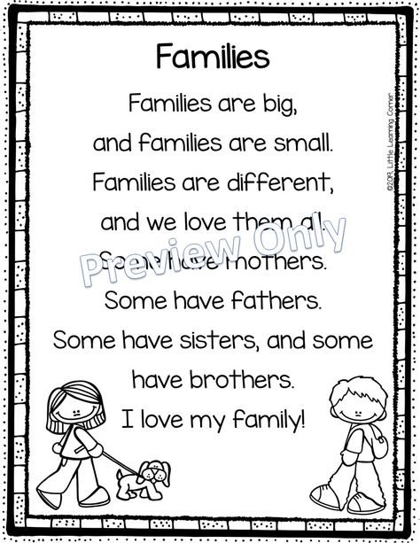 families-back-to-school-poem-for-kids-1 Poems For Kindergarteners To Memorize, My School Poem, Poem For Family, Poem About School, Poem On Family, Family Poems For Kids, Poem About Family, Poems For Kindergarten, Poems About Family