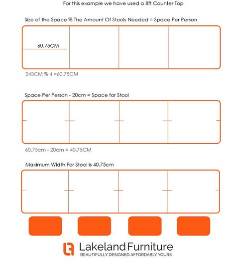 How Many Bar Stools Do I Need? How to Work Out How Many Stools for 6ft, 8ft or 10ft Space - Lakeland Furniture Blog 8 Ft Island Kitchen, Kitchen Island Dimensions, Island Bar Stools, How To Work Out, Island Stools, Bar Stools Kitchen Island, Home Theater Decor, Kitchen Counter Stools, Stools For Kitchen Island