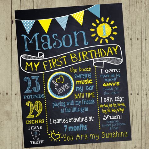 You are my sunshine sunshine  Birthday by MichelleRayeDesigns Sunshine First Birthday, Birthday Boards, First Birthday Sign, First Birthday Chalkboard, Holiday Labels, Chalkboard Poster, Wine Gift Set, Sunshine Birthday, Birthday Chalkboard