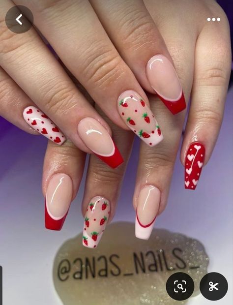 Strawberry Nails Acrylic, Strawberries Nails, Strawberry Nail Art, Fruit Nail Designs, Berry Nails, Nail Designs Valentines, Her Nails, Nails 2024, Dream Nails