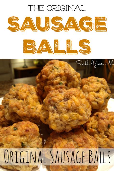 Original Sausage Balls | The original recipe for sausage balls using Bisquick, cheddar cheese and sausage. Easy Sausage Balls Recipes, Recipe For Sausage, Sausage Balls Bisquick, Appetizer Easy, Sausage Balls Recipe, Ball Recipes, Best Sausage, Bisquick Recipes, Queso Cheddar