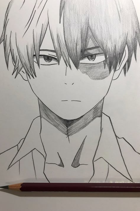 Draw Shoto Todoroki from My Hero Academia Drawing video： https://youtu.be/M1ECKjsCmgc Mitsubishi pencil Uni-4B： https://amzn.to/4dTAGF6 Anime Drawing My Hero Academia, How To Draw My Hero Academia Characters, Todoroki Drawing Sketch, Dabi Drawing Easy, My Hero Academia Art Style, Drawing Simple Ideas, Pen Easy Drawing, Simple Anime Drawings, Todoroki Sketch