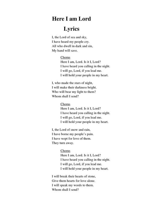 Here I Am Lord Hymn, Here I Am To Worship Lyrics, Here I Am Lord, Hymn Art, Worship Lyrics, Worship Songs, You Call, Chorus, Bible Journaling