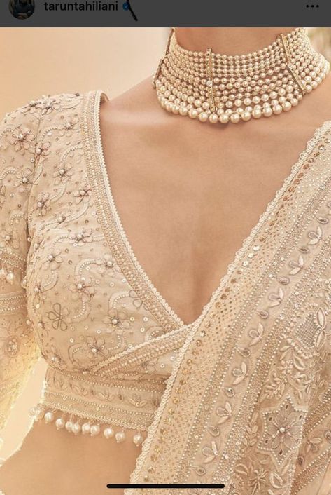 Pearl Blouse Designs, Pearl Embroidery Blouse, Pearls Blouse, Saree Jackets, Sari Design, Lehenga Designs Simple, Fashionable Saree Blouse Designs, Blouse Design Images, Fancy Sarees Party Wear