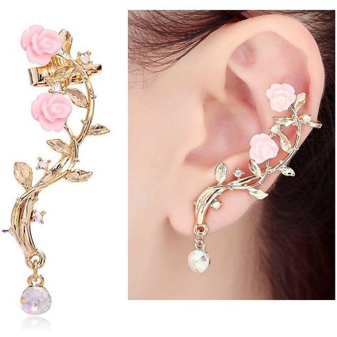 CIShop Pink Rose Diamond Ear cuff Earrings stud Punk Style Ear... ($22) ❤ liked on Polyvore featuring jewelry, earrings, accessories, piercings, brincos, diamond earrings, pink earrings, rose stud earrings, wrap earrings and ear cuff earrings Cincin Diy, Pink Diamond Earrings, Pink Diamond Jewelry, Anting Manik, Pink Stud Earrings, Ear Cuff Earrings, Rose Diamond, Diamond Ear Cuff, Punk Earrings