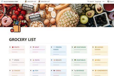 Notion Template Shopping List, Grocery List Notion Template, Notion Meal Plan Template Free, Meal Plan Notion Template, Notion Grocery List, Notion Diet Template, Notion Grocery Template, Notion Food Diary, Notion Shopping List