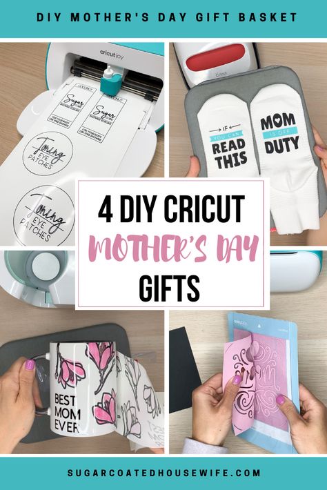 Create this Mother's Day Gift basket for mom with these 4 DIY Cricut #Sponsored projects. Moms love personalized gifts. She is sure to love these custom gifts so she can sit back, relax, and enjoy her Mother's Day #cricut #cricutmade #mothersday #diymothersday #mothersdaygift Vinyl Mothers Day Gifts, Mother’s Day Gifts Cricut, Mother’s Day Cricut, Cricut Mothers Day Gifts To Sell, Mothers Day Cricut Ideas, Mothers Day Cricut Projects, Mothers Day Gifts Cricut, Cricut Mothers Day Gifts, Diy Cricut Projects