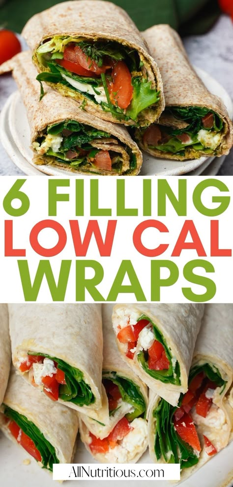 You can enjoy changing up your healthy meal plan when you make these delicious low calorie wraps. This quick low calorie recipe is perfect for when you want to make a healthy low calorie meal you'll love. Low Calorie Veggie Wraps, Low Cal Wraps 300 Calories, Healthy Low Calorie Wraps, Low Calories Wrap, Cheap Low Calorie Lunch, No Cook Low Calorie Meals, Low Calorie Chicken Wrap Recipes, Low Calorie Lunchbox Ideas, Low Cal Easy Lunch