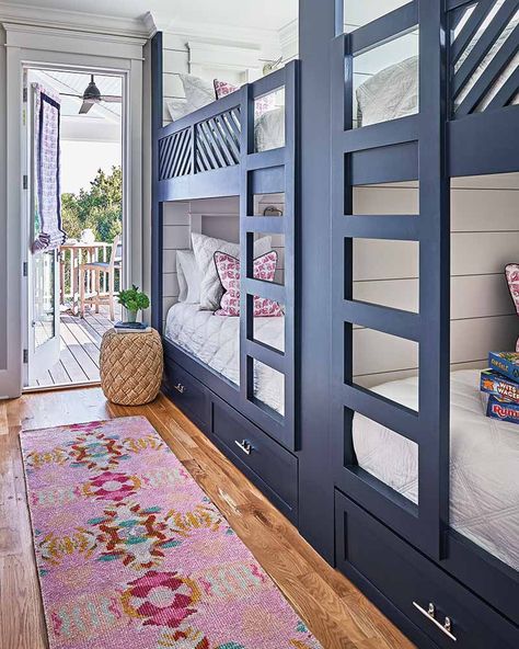 This Coastal Retreat Is the Epitome of Beach House Bliss - Cottage Journal Beach House Bunk Beds, Beach House Bunk Room, Room For Kids, Cottage Journal, Creative Kids Rooms, House Bunk Bed, Bunk Beds Built In, Built In Bunks, Bunk Rooms