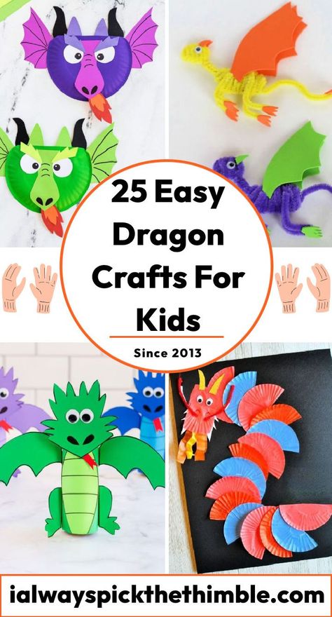 Dragon Activities For Preschool, Dragon Craft Preschool, Dragon Crafts For Toddlers, Dragon Crafts Preschool, Dragon Crafts For Kids, Craft Dragon, Paper Dragon Craft, Dragon Craft, Dragon Project