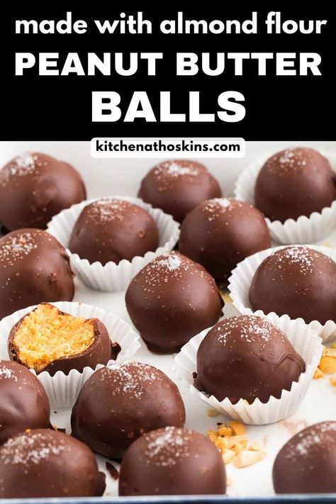 Peanut Butter Balls is a healthier twist to the popular Buckeye candy! They are made using 5 wholesome ingredients like almond flour, coconut oil, and maple syrup - No bake recipe!