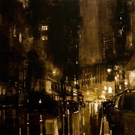 Noir Painting, City Paintings, Urban Landscapes, City Painting, Aesthetic Painting, Urban Landscape, Surreal Art, Art Sketchbook, Pretty Art