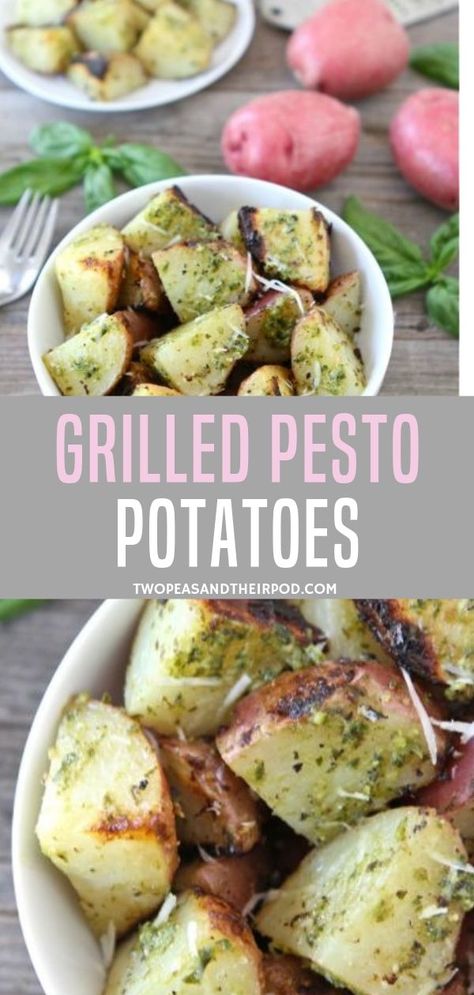 Ready your basil presto leftovers and make some grilling this week! This easy grilled pesto potatoes will be delinquently delicious with your favorite salad and sweet corn. So perfect grilled pesto potatoes for dinner! Potato And Pesto Recipe, Things To Eat With Pesto, Pesto And Potatoes, Pesto Recipe Dinner, Pesto Side Dish Recipe, Pesto Uses Easy Recipes, What To Make With Pesto, Pesto Meals, Pesto Recipes Dinner