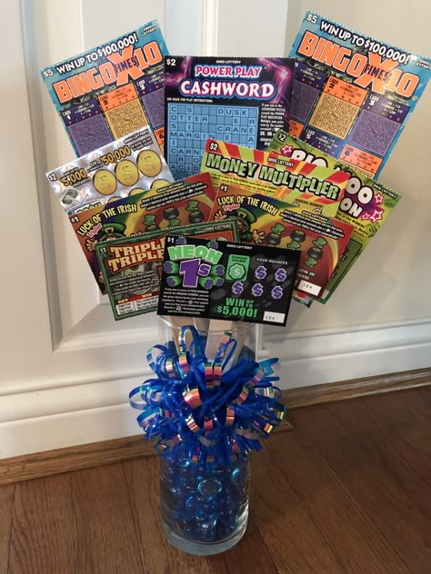 Raffle Basket Ideas Lottery Tickets, Lotto Bouquet Lottery Tickets, Lottery Ticket Bouquet 18th Birthday, Lotto Tree Ideas Lottery Tickets, Gift Card And Lottery Ticket Basket, Lottery Tickets Bouquet, Holiday Lottery Ticket Gift Ideas, Lotto Ticket Raffle Basket, Lottery Ticket Basket Raffle