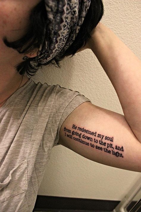 Job 33:28 "He redeemed my soul from going down to the pit, and I will continue to see the light."  #tattoo #tattoos #scripture #bibleverses #christiantattoo #christiantattoos #jesus #versetattoo #armtattoo #innerarmtattoo Job Tattoo Bible, The Light Tattoo, Job Tattoo, Will Tattoo, 33 Tattoo, Tattoo Bible, Job 33, Bible Verse Tattoos, Verse Tattoos