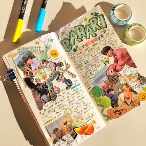 Journal Ideas Aesthetic Kpop, Kpop Diary Ideas, Scrapbook Ideas Kpop, K Pop Journal Ideas, Kpop Scrapbook Ideas, Kpop Journal Aesthetic, Kpop Bullet Journal, Kpop Journal Ideas, Kpop Scrapbook