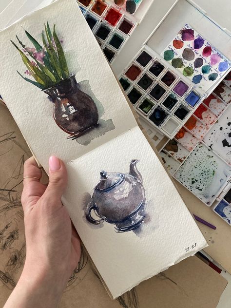 Watercolor Art Sketchbook, Artist Aesthetic Painting, Watercolor Art Aesthetic, Watercolor Painting Aesthetic, Aesthetic Watercolour, Aesthetic Watercolor, Painting Sketchbook, Sketchbook Watercolor, Watercolor Aesthetic