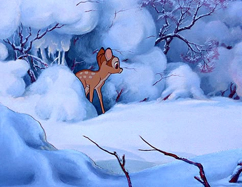 Celebrate Each New Day, Disney Winter, Snow Gif, Childhood Images, Pretty Movie, Bambi Disney, Exam Quotes, Disney Pics, Disney Characters Videos