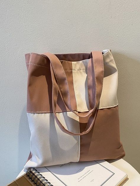 Two Tone Canvas Shopper Bag #jeansbagdiyideas #jeansbagdiyeasy #jeansbagdiypattern Jeans Bag Diy, Color Block Tote Bag, Handpainted Tote Bags, Canvas Shopper Bag, Luxury Tote Bags, Sustainable Bag, Diy Bag Designs, Tote Bags Sewing, Denim Tote Bags