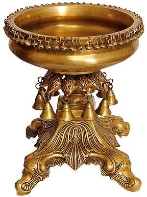 Brass Urli, Urli Bowl, Temple House, Gods Goddesses, Brass Figurines, Hanging Bell, Brass Art, Brass Statues, House Office