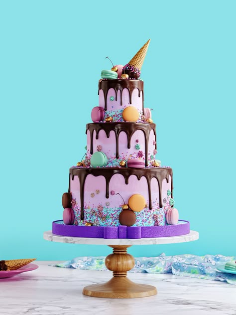 CAKE. CGI on Behance Ideas For Portfolio, 3d Birthday Cake, Anime Cake, Birthday 2023, Cake Illustration, Game 2d, Beautiful Cake Designs, Birthday Background Images, Cake Games