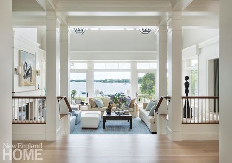 Cape Cod Interior Design, Windows Frame, Living Room Addition, New England Home, Shingle Style Homes, Sunken Living Room, Cape Cod House, Coastal Living Rooms, New England Homes