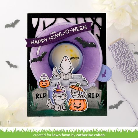 Lawn Fawn Halloween, Magic Iris Card, Snowglobe Card, Wild Wolves, Spooky Forest, Nighttime Sky, Forest Backdrop, Lawn Fawn Blog, Forest Backdrops