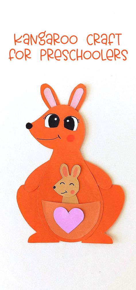 Kangaroo Puppet Craft, Kangaroo Valentines Boxes, Kangaroo Art Preschool, Kangaroo Template Free Printable, Kangaroo Crafts For Toddlers, Kangaroo Craft Preschool, Jumping Animals, Wildlife Crafts, Animal Paper Craft