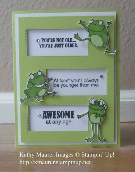 Frog Cards, Stampin Up Anleitung, Birthday Card Craft, Birthday Stamps, Masculine Birthday Cards, Hand Made Greeting Cards, Making Greeting Cards, Kids Birthday Cards, Ideas Birthday