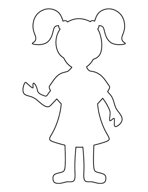 Girl pattern. Use the printable outline for crafts, creating stencils, scrapbooking, and more. Free PDF template to download and print at http://patternuniverse.com/download/girl-pattern/ Outline Of A Girl, Person Template, Printable Outline, Girl Template, Girl Outlines, Body Template, Stencils Printables, Sunday School Crafts, Bible Crafts