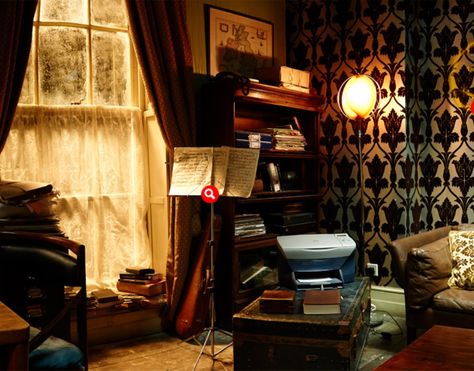 Sherlock's flat Library Room, Bbc Sherlock, 221b Baker Street, Ding Dong, Grand Designs, Baker Street, Sherlock Bbc, Wallpaper Living Room, House Goals