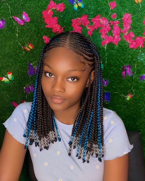 Braids with a pop of color Braids With Pop Of Color, Braid With Color, Fulani Braid, Cornrows With Beads, Color Braids, Latest Hair Braids, Black Kids Braids Hairstyles, Natural Hair Growth Tips, Colored Braids