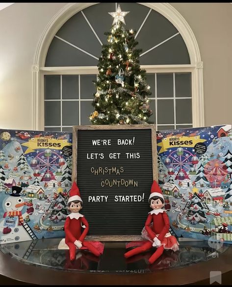 Elf Letter Board, Elf Letter, Elf Shelf, Elf Letters, Hershey Kisses, We're Back, Shelf Ideas, Christmas Countdown, Elf On The Shelf