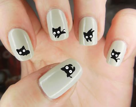 Cat Nail Designs, Cat Nail Art, Nail Art For Kids, Unghie Nail Art, Cat Nail, Animal Nail Art, Nail Art For Beginners, Paper Handmade, Animal Nails