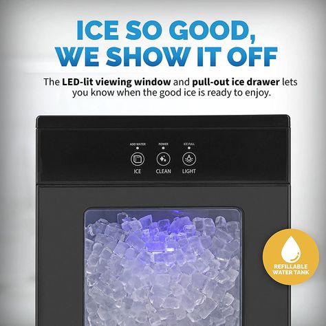 44lb. Nugget Countertop Ice Maker with Self-Cleaning Function, Refillable Water Tank, Perfect for Kitchens, Offices, Home Coffee Bars, and More Sonic Ice, Countertop Ice Maker, Nugget Ice, Beverage Fridge, Beer Fridge, Nugget Ice Maker, Ice Storage, Portable Ice Maker, Beverage Refrigerator